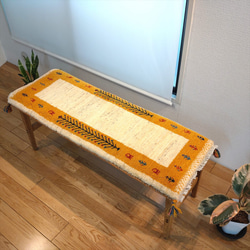 特色商品 25% OFF] Persian Gabbeh Mini Runner 118x43cm 米色黃色 第1張的照片