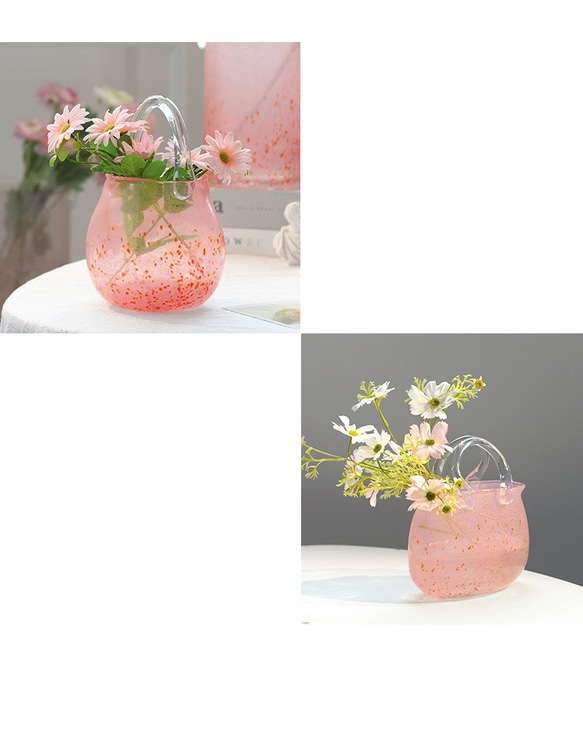 桜色 ピンクの手提げ花瓶 9枚目の画像