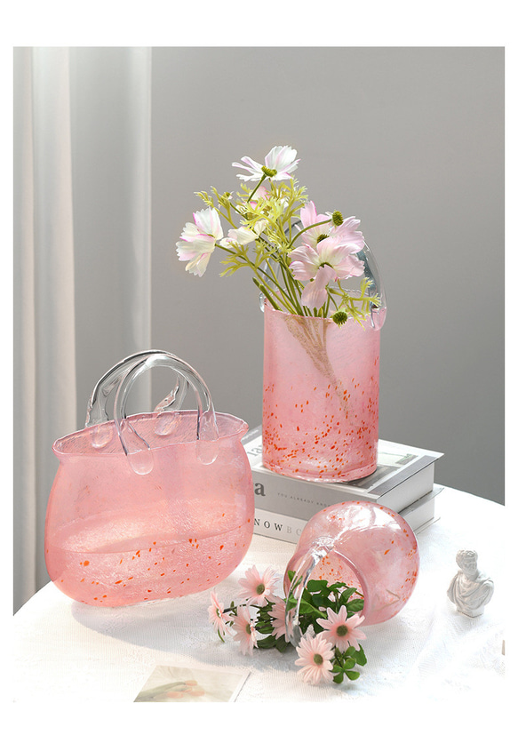 桜色 ピンクの手提げ花瓶 10枚目の画像