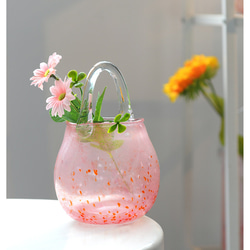桜色 ピンクの手提げ花瓶 16枚目の画像