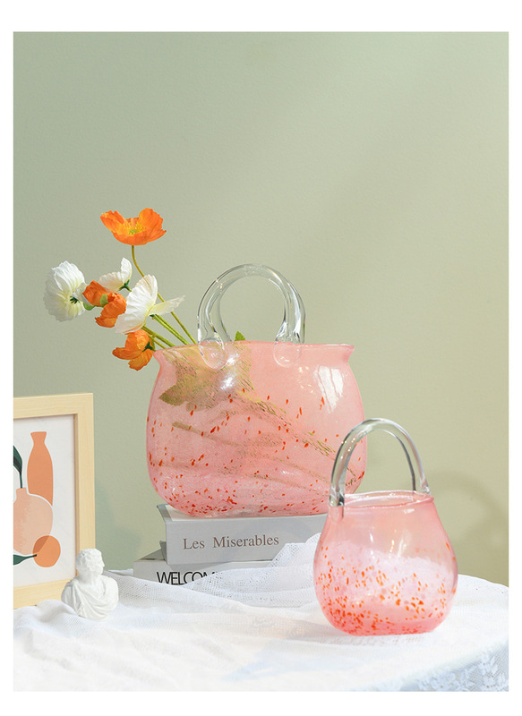 桜色 ピンクの手提げ花瓶 13枚目の画像