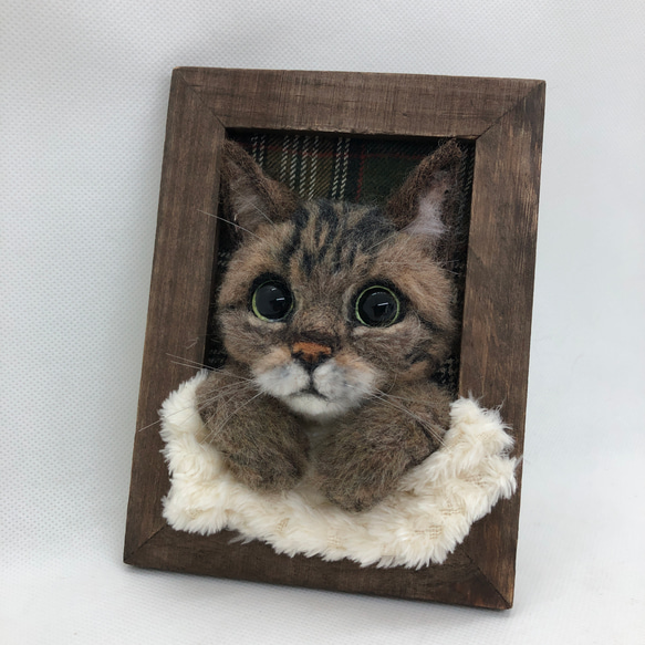 マメナツ様専用　愛猫さんのオーダーフレーム　うちの子　羊毛フェルト 6枚目の画像