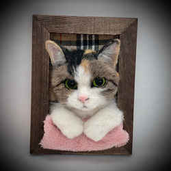 マメナツ様専用　愛猫さんのオーダーフレーム　うちの子　羊毛フェルト 5枚目の画像
