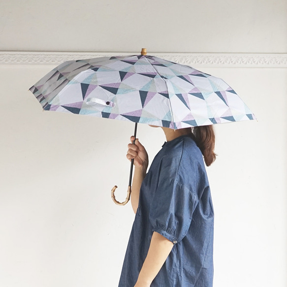 竹ハンドル UVカット折りたたみ傘 kaleido 紫外線99.9%カット 164006 晴雨兼用 日傘 雨傘 カレイド 11枚目の画像