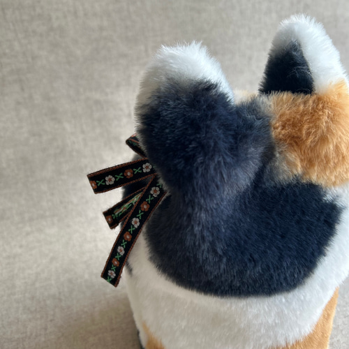 お耳つき》三毛猫ファーの骨壷カバー/3寸3.5寸4寸5寸6寸7寸/しっぽ