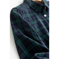 ブラックウォッチ長袖シャツ　柔らかい100％コットンダブルガーゼ格子シャツ S-XLサイズ　L340 3枚目の画像