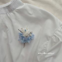 【お急ぎ対応可】【送料無料】水色アクアブルーカラーの小さな花束のマグネットコサージュ　入園入学に水色コサージュ 5枚目の画像