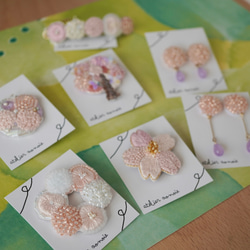 刺繍とビーズの桜リングブローチ 6枚目の画像