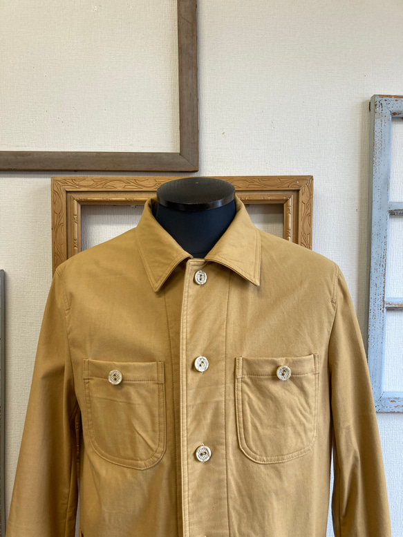 男女兼用❤コットン素材のカバーオールジャケット マスタードイエロー（男女フリー  メンズ M、レディース L） 4枚目の画像