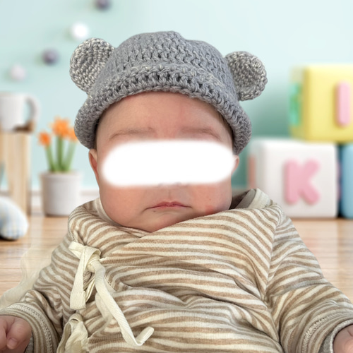 ベビー くまさん 帽子 新生児 ニット帽 帽子(ベビー・キッズ) natsu 