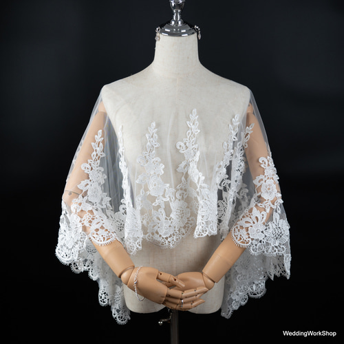 ウエディングドレス 美しい花レース ポンチョ トップス フィッシュ