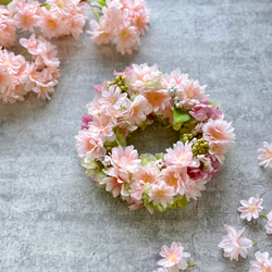 サーモンピンクの山桜と紫陽花のリース＊母の日ギフト 5枚目の画像