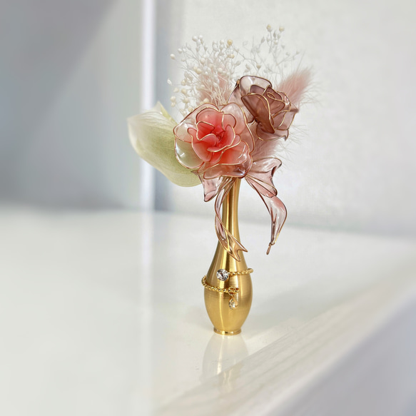 【母の日】福袋 フラワーアレンジメント 花瓶 リング set ディップアート アメリカンフラワー ドライフラワー ミニ 12枚目の画像