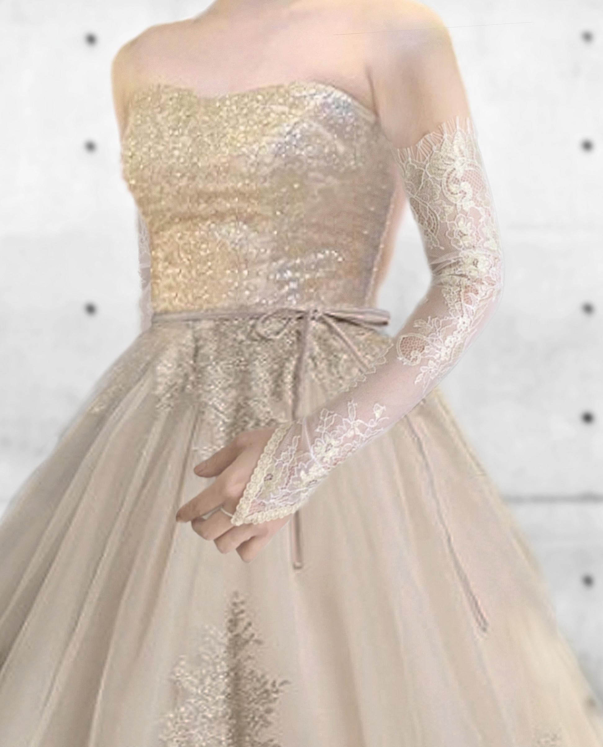 フィンガーレスグローブ/肘上or肘下ロング[シャンパンゴールド]