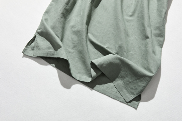 ★樣品僅售1件★棉麻洋裝 Marueli 洋裝 短袖 苦澀 暗淡 淺綠色 210705-7 第5張的照片