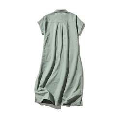 ★樣品僅售1件★棉麻洋裝 Marueli 洋裝 短袖 苦澀 暗淡 淺綠色 210705-7 第7張的照片