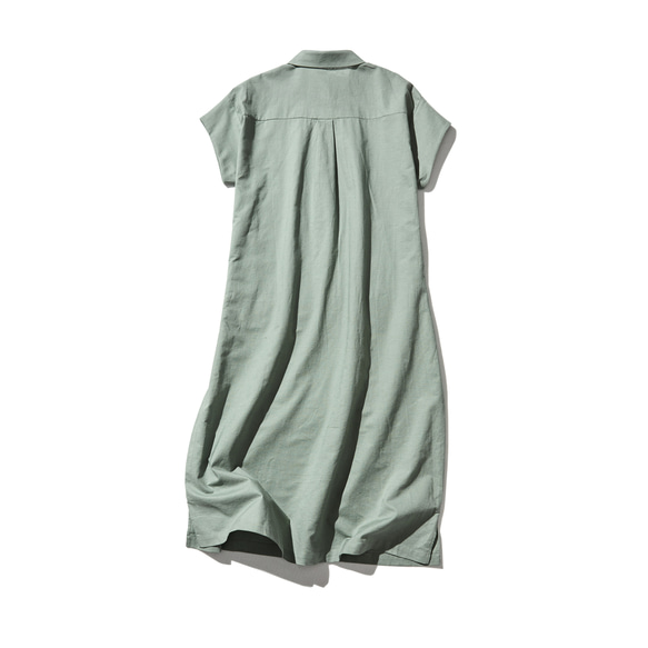★樣品僅售1件★棉麻洋裝 Marueli 洋裝 短袖 苦澀 暗淡 淺綠色 210705-7 第7張的照片