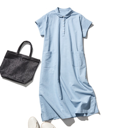 ★樣品只販售1件★棉麻洋裝Marueli洋裝短袖漂亮亮藍色210705-9 第1張的照片