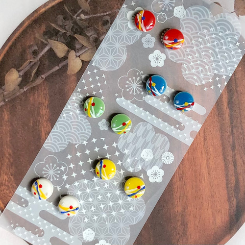 日本の夏2025】美濃焼タイル 水風船のピアス/イヤリング ピアス