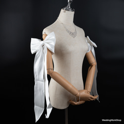 オーダーメイド  シアーな美しさ    ホワイト  リボン  袖  G175 4枚目の画像