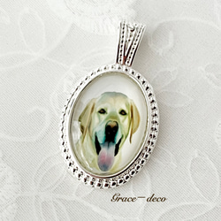 憧れのゴールデン・レトリーバー　ペンダントトップ　グラスカメオ　犬 1枚目の画像