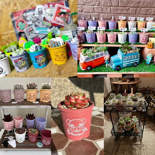 A-25プラ鉢リメイク｜べあぐらのハンコ【スマイル】2個セット 一輪挿し