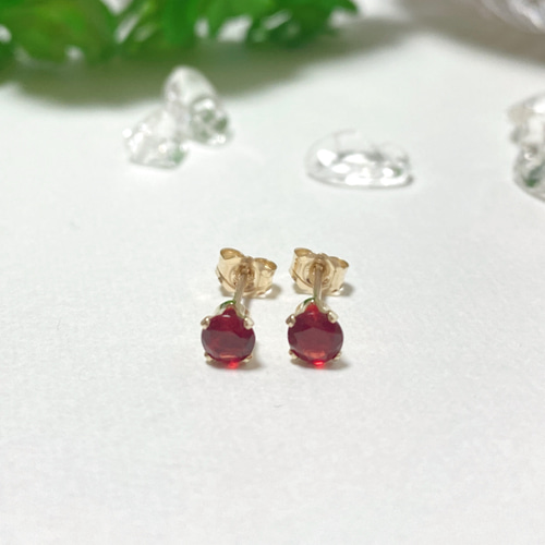 チベット赤玉とクチ族のチャームのピアス。