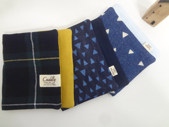 チェックとストライプ*やわらかガーゼハンカチ*5枚セット*ハンドメイド 