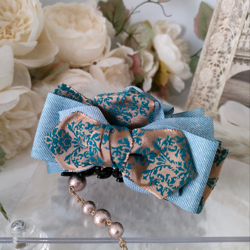 ラインストーン付きリボン(全8色) ヘアゴム Elie's Handmade
