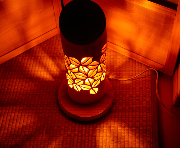 竹灯籠 桜・キキョウ 幻想の灯り ☆ 竹ランプ