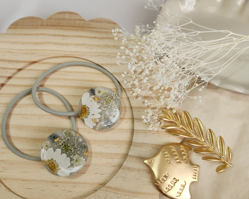 レジンヘアゴム　ポニーフック　ドライフラワー　No.148 レジンヘアゴム ポニーフック ドライフラワー No.148 レジンヘアゴム