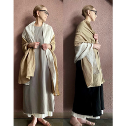 RATA❤️春夏❤️100%優質亞麻❤️大披肩❤️旅行防曬好搭❤️鮮豔優雅成熟的綠色 第10張的照片