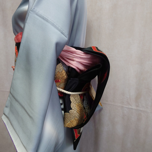 ob45 フック付 二部式作り帯 ニ重太鼓結び 袋帯 オリジナル説明書 付け