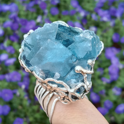 螢石原礦手工銀戒 純銀戒指~ 「海」~ Fluorite Mineral Silver Ring 第19張的照片