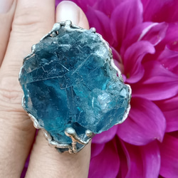 螢石原礦手工銀戒 純銀戒指~ 「海」~ Fluorite Mineral Silver Ring 第10張的照片