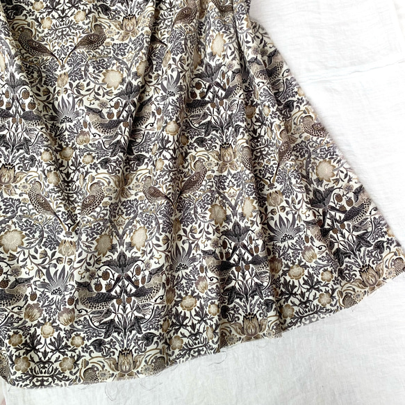 【新色】\\William Morrisいちご泥棒//選べるゴムサイズのスカート( アンティークグレー ) 2枚目の画像