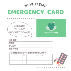 ワニのEMERGENCY CARD 1枚（緊急連絡先）5.5cm×9cm 6枚目の画像