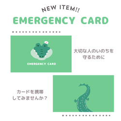 ワニのEMERGENCY CARD 1枚（緊急連絡先）5.5cm×9cm 8枚目の画像