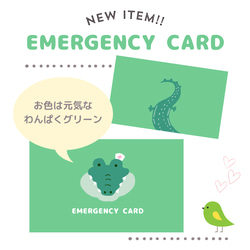 ワニのEMERGENCY CARD 1枚（緊急連絡先）5.5cm×9cm 4枚目の画像