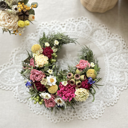 母の日ギフト】三日月リース S ドライフラワーリース ミニリース