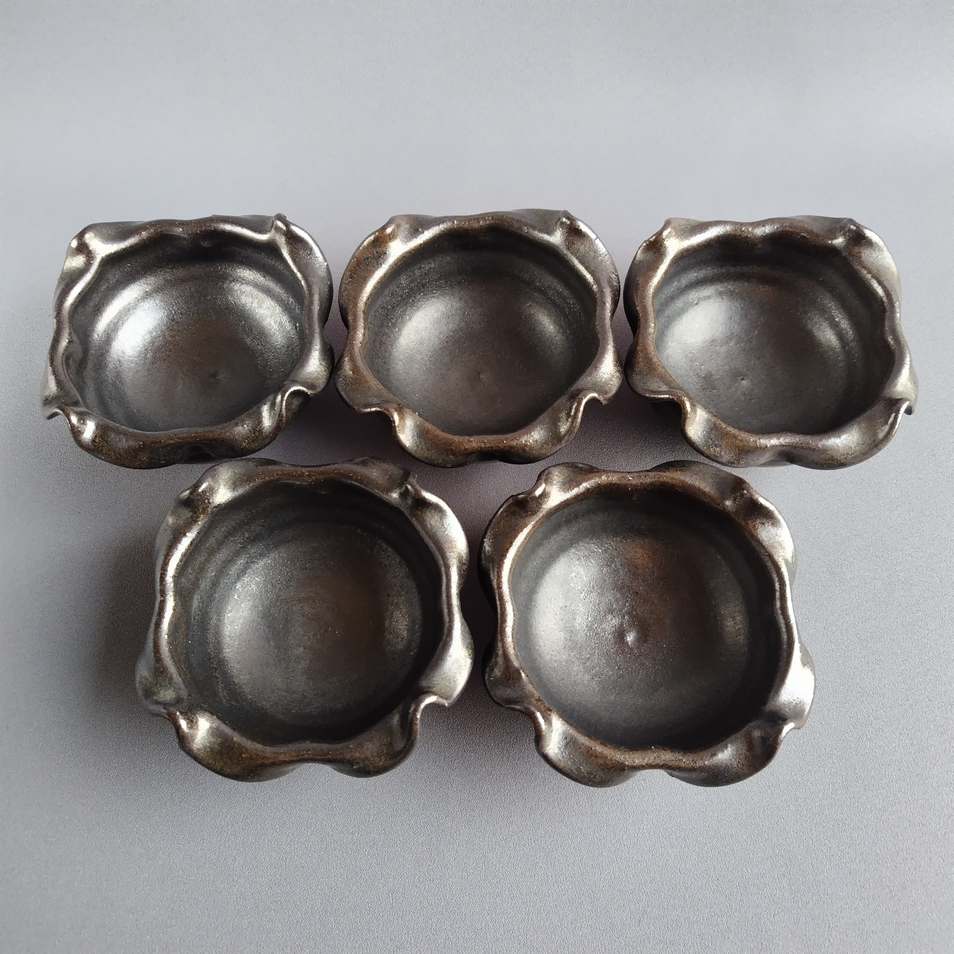 変形小鉢　マット釉　五客組　【商品番号：00483】