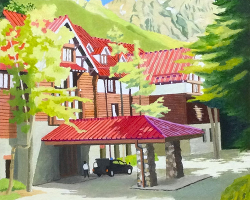 油彩画【上高地・帝国ホテル】 絵画 岡 尊（オカ タケル） 通販