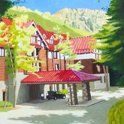 油彩画【上高地・帝国ホテル】 絵画 岡 尊（オカ タケル） 通販