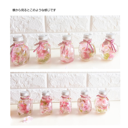 ☆送料無料☆新作ハーバリウム『 ミモザ ＆ 桜） 』ミニボトル2