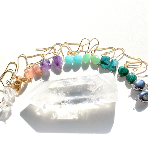 1457雑念を取り払う✨　ラフロック　天然石ピアス　水晶ピアス　クォーツピアス 1457雑念を取り払う✨ ラフロック 天然石ピアス 水晶ピアス