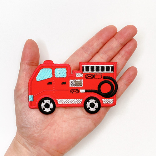 大きな手の平サイズワッペン】お名前シール・刺繍：はたらくくるま