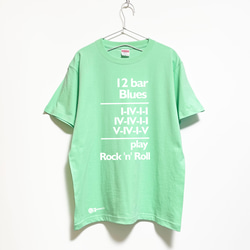 大人なロックンロール・デザインの音楽Ｔシャツ 【メロングリーン】薄すぎず厚すぎない中厚生地 半袖クルーネック 2枚目の画像