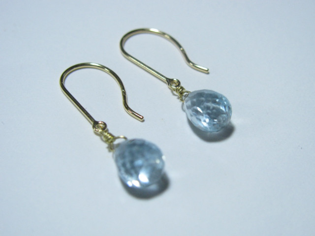 k18YG*アクアマリンのフックピアス