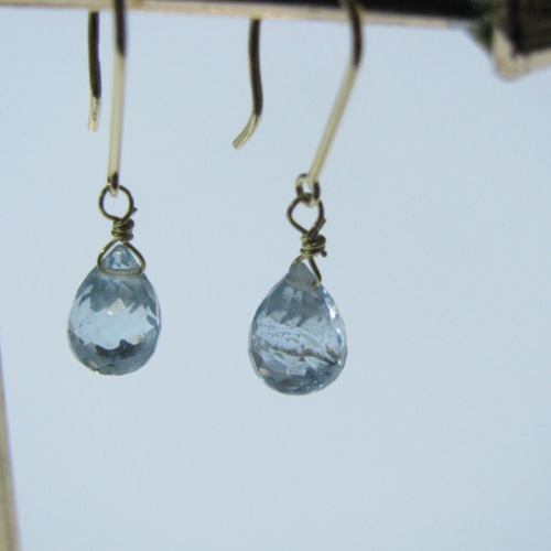 K18 アクアマリンダイヤフレンチフックピアス