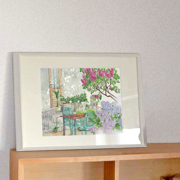 イラストポスター　リラの咲く庭 1枚目の画像